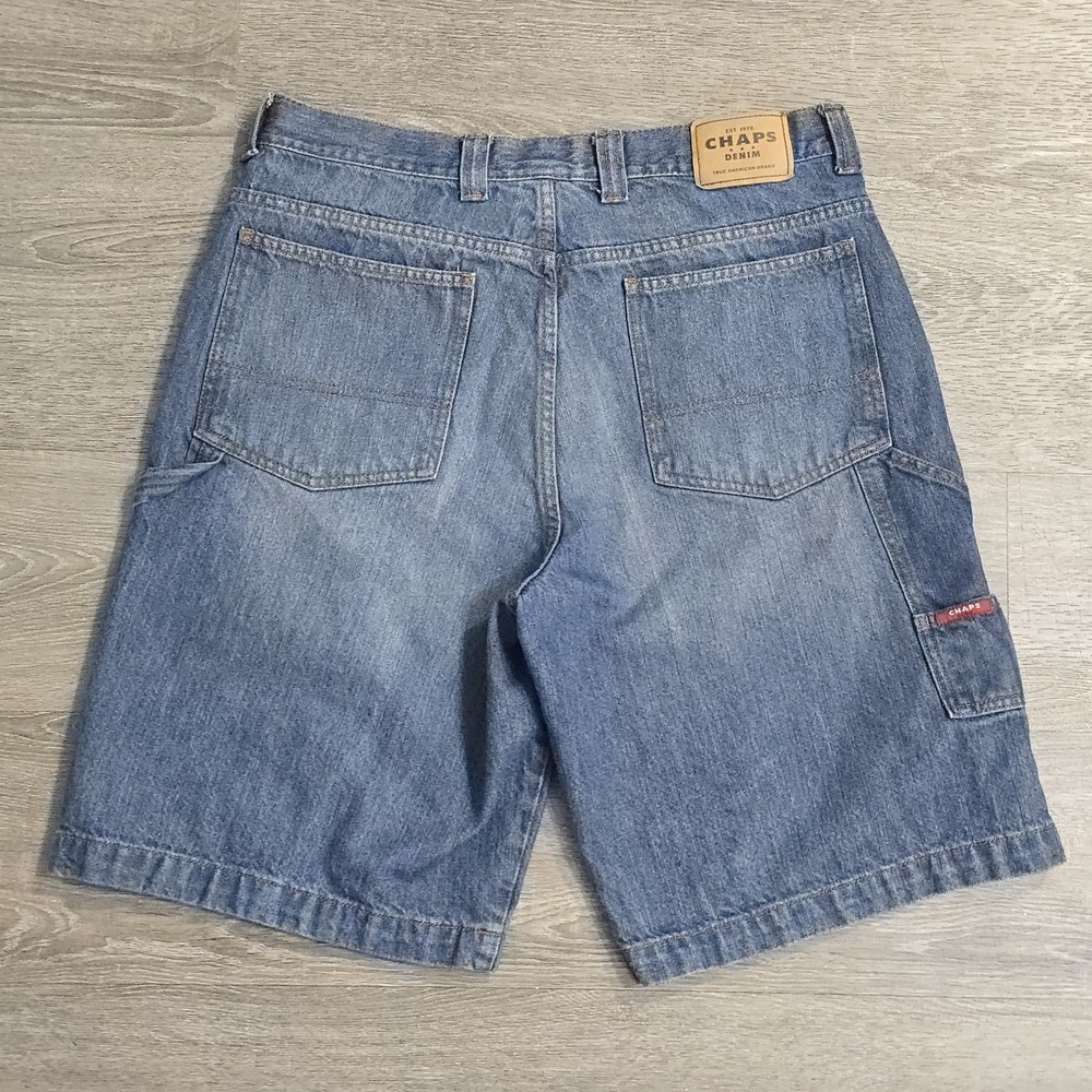 Vintage Y2K Chaps Denim Baggy Carpenter‎ Shorts Mens Size 34 Med/Dark Wash - Picture 5 of 16